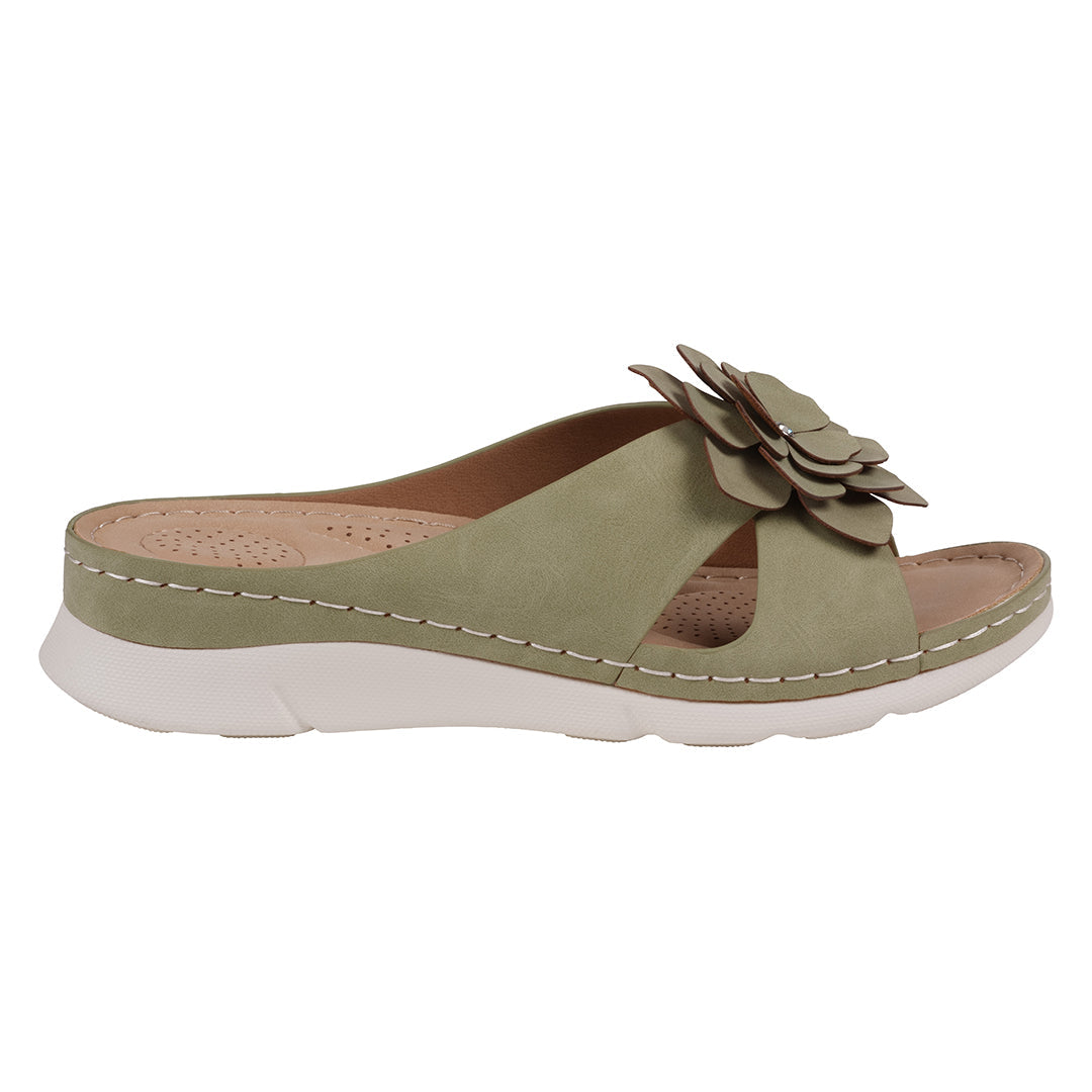 Women's Claire Green Cushioned Footbed Sandals