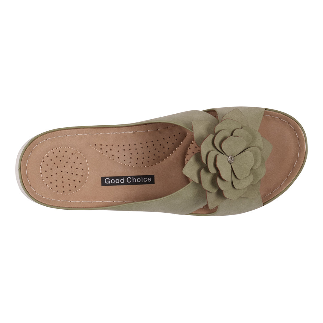 Women's Claire Green Cushioned Footbed Sandals
