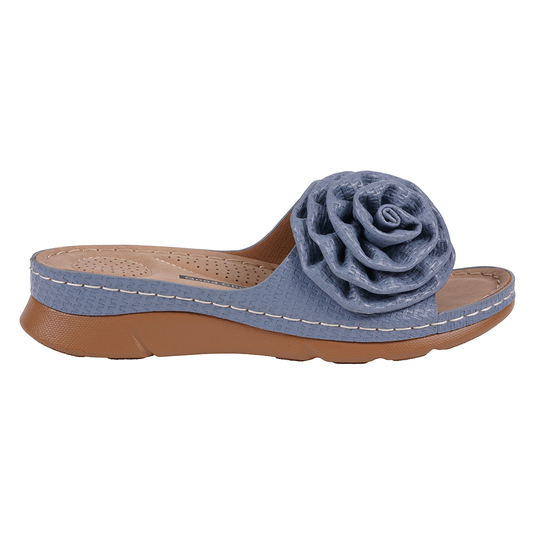 Women's Honey Blue Flat Comfort Sandals