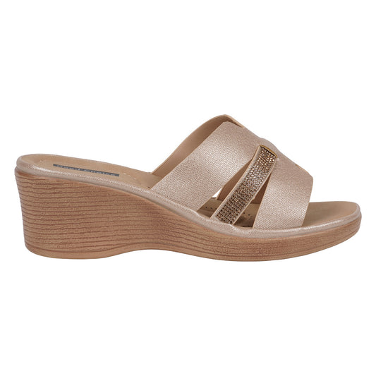 Women's Frances Gold Embellished Wedge Sandals