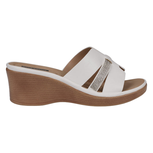 Women's Frances White Embellished Wedge Sandals