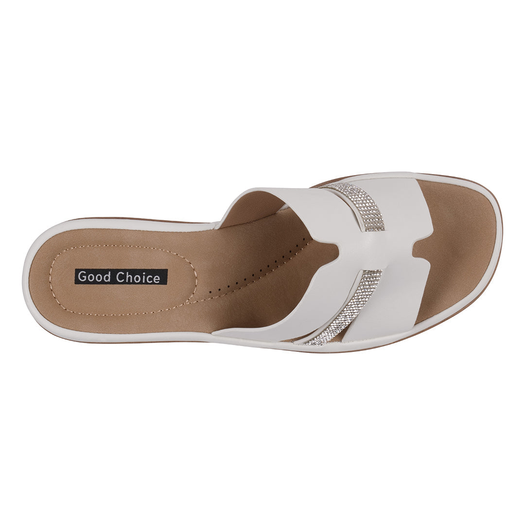 Women's Frances White Embellished Wedge Sandals