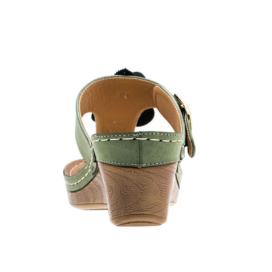 Women's Flora Green Wedge Sandals