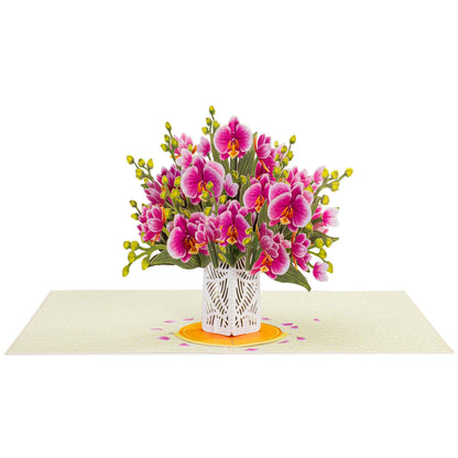Orchid Flower Bouquet Pop-Up Card with Keepsake