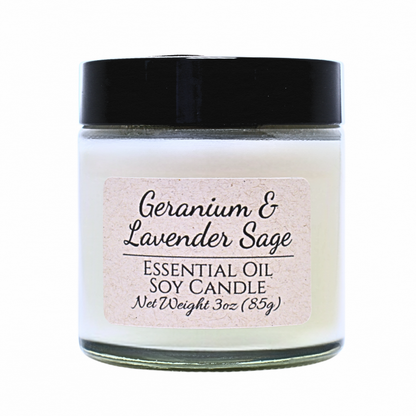 Geranium & Lavender Sage | Essential Oil | 3 oz Jar Candle