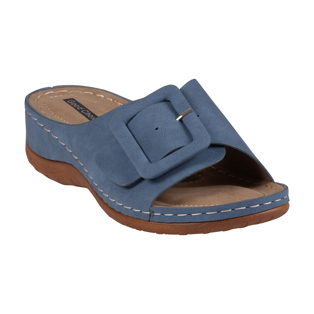 Women's Hamden Royal Blue Buckled Flat Sandals
