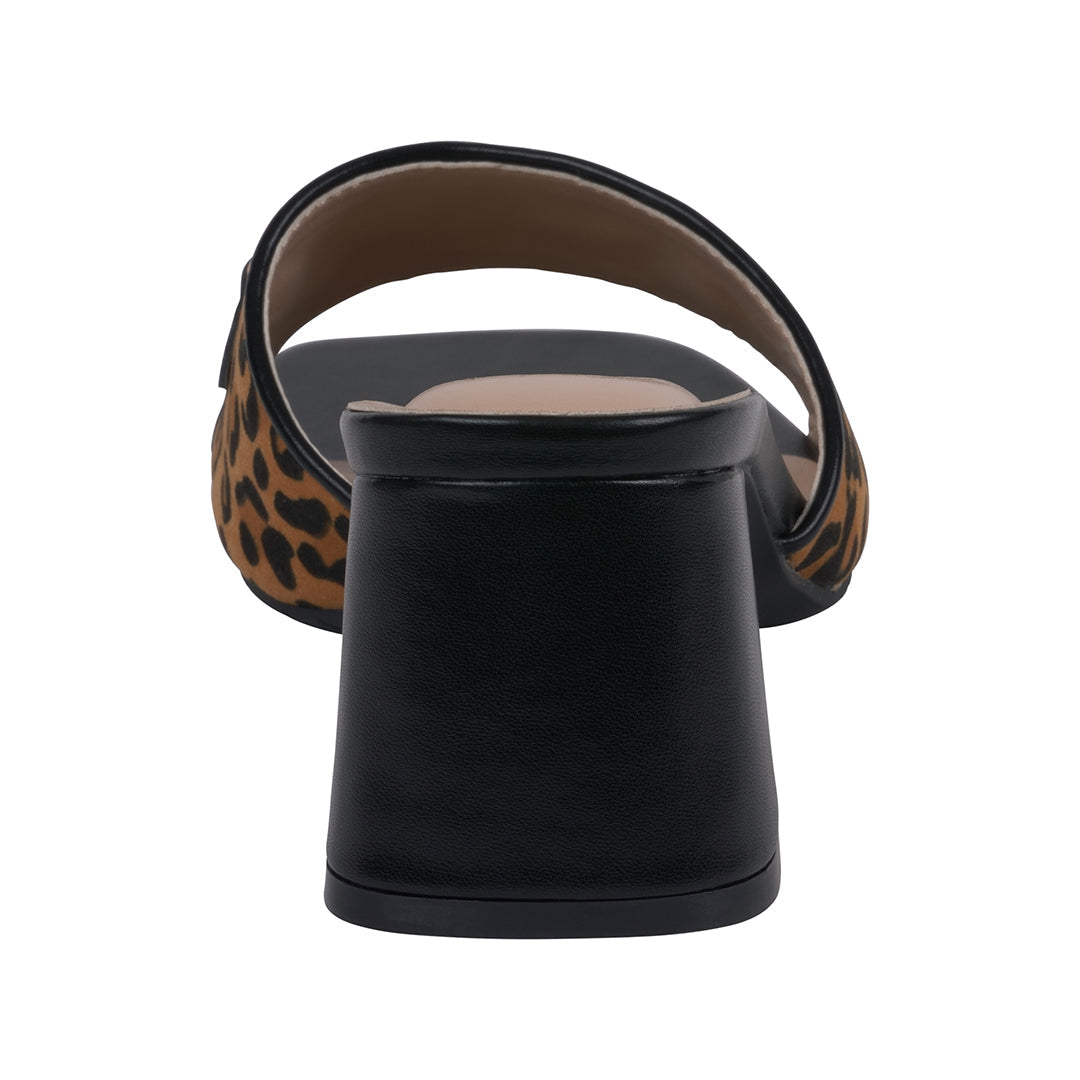 Women's Wanda Black Leopard Hardware Heeled Sandals