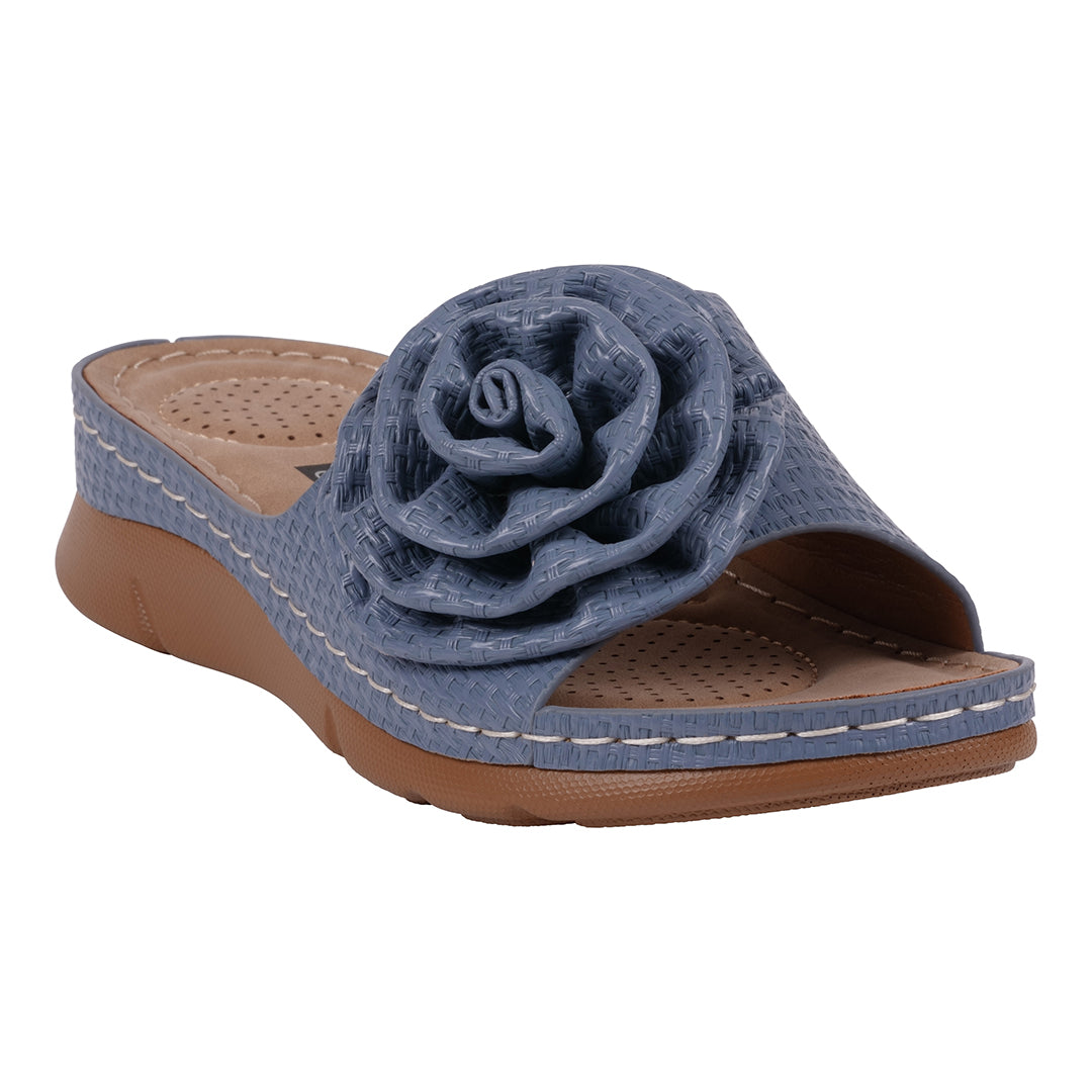 Women's Honey Blue Flat Comfort Sandals