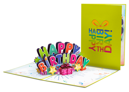 Happy Birthday Pop Up Card (Neon Green)