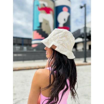 Checkered Pattern Terry Cloth C.C Bucket Hat