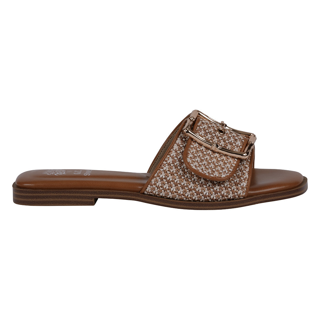 Women's Indie Natural Woven Buckle Flat Sandals