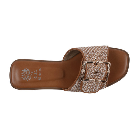 Women's Indie Natural Woven Buckle Flat Sandals
