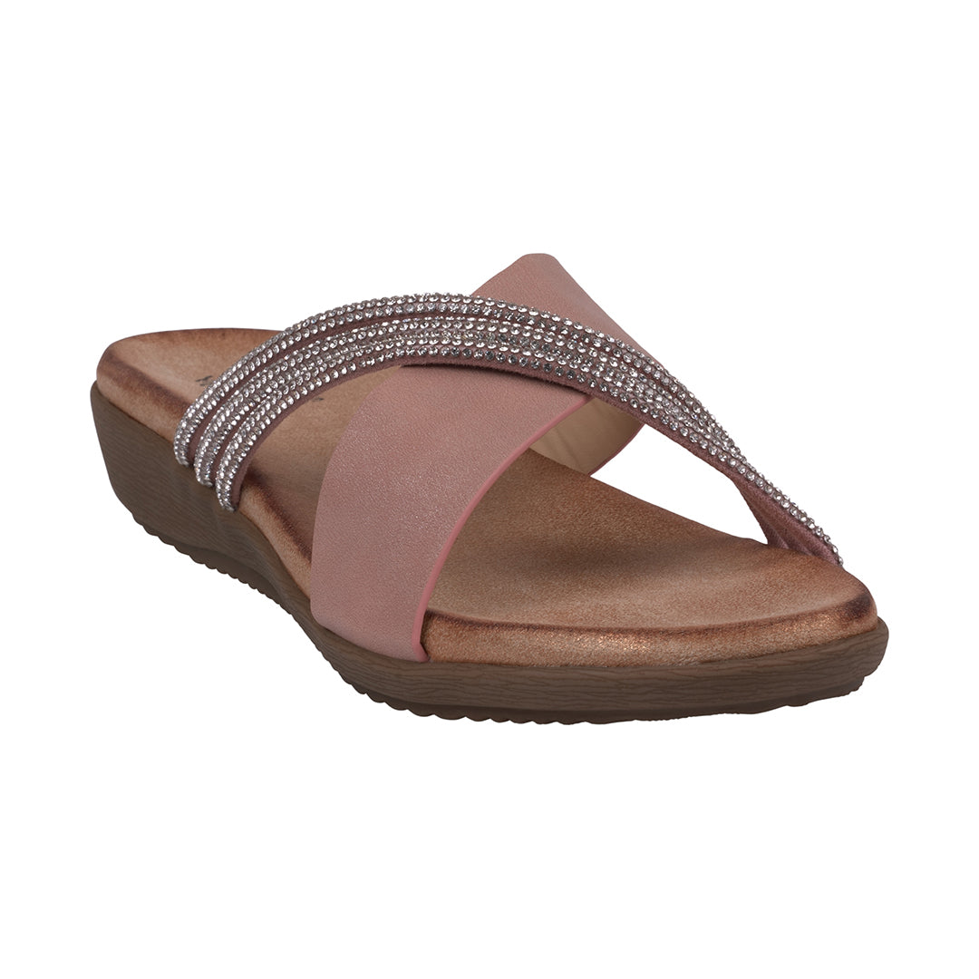 Women's Iris Blush Embellished Asymmetrical Flat Sandals