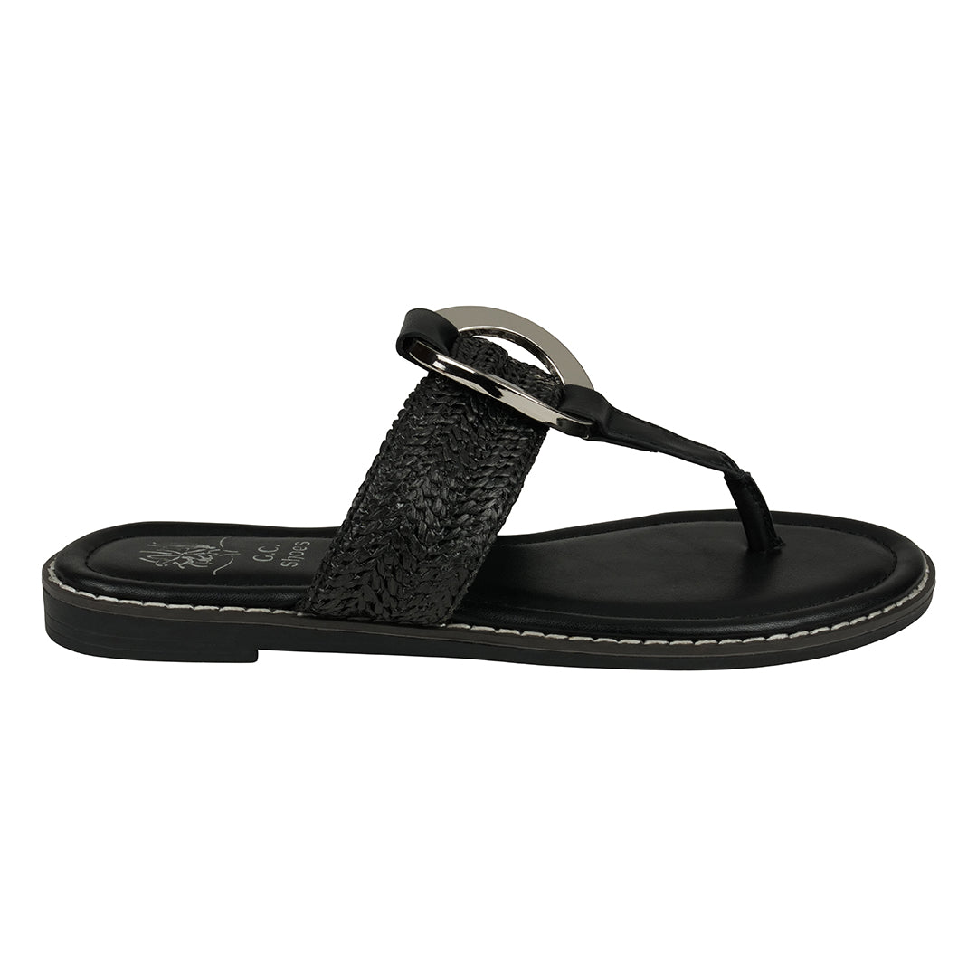 Women's Jovie Black Thong Flat Sandals