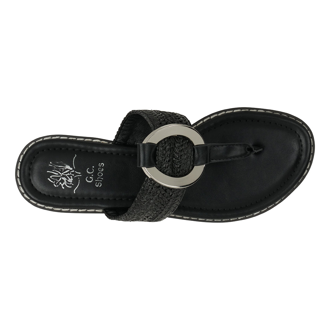 Women's Jovie Black Thong Flat Sandals
