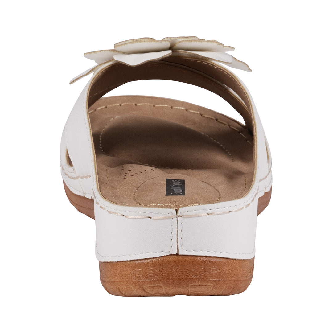 Women's Joy White Flower Flat Sandals