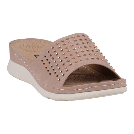 Women's Julie Blush Embellished Flat Comfort Sandals