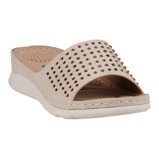 Women's Julie Gold Embellished Flat Comfort Sandals