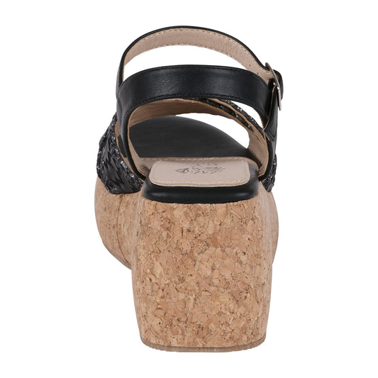 Lucy Black Cross Strap Slingback Platform Sandals