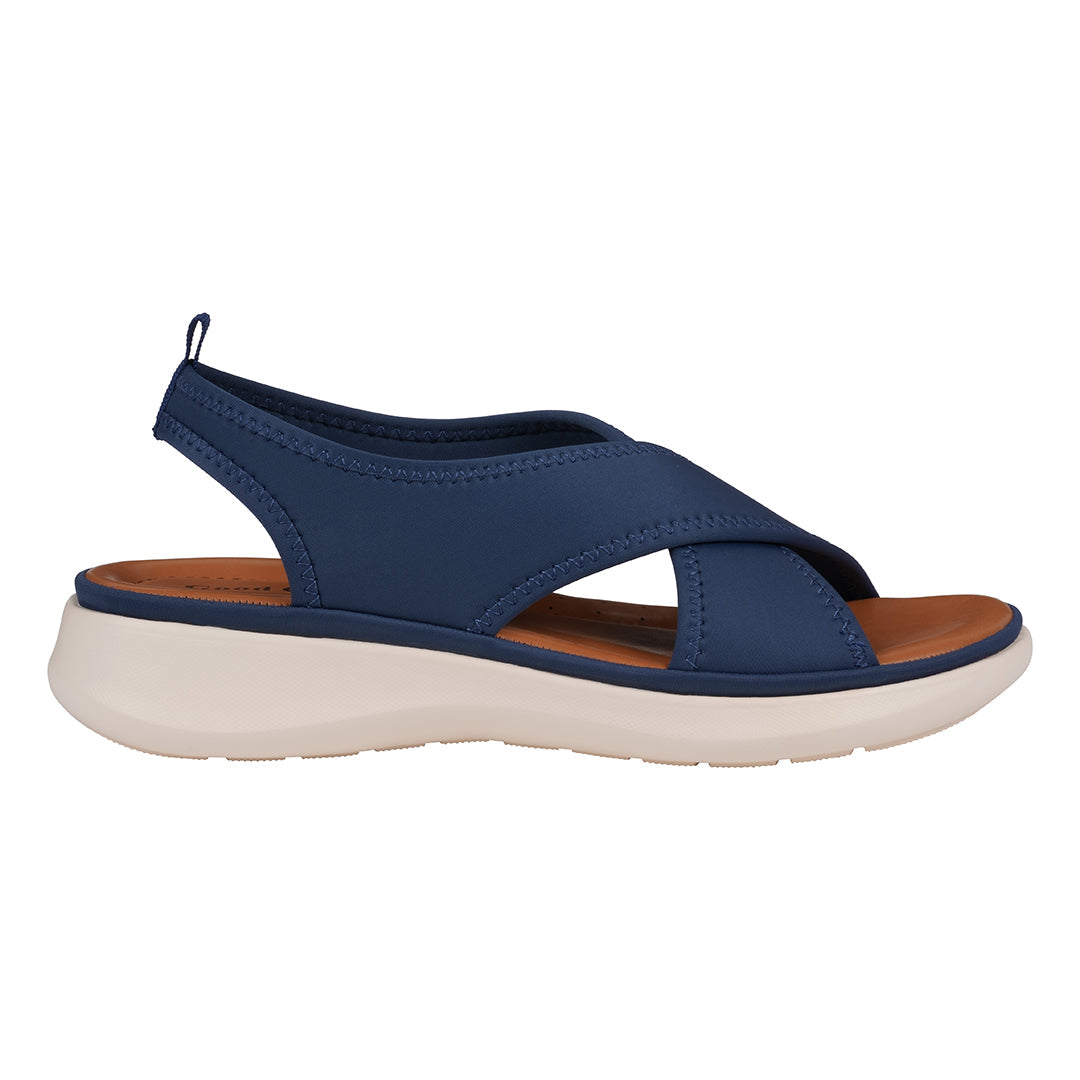 Women's Nixie Navy Stretch Lycra Wedge Sandals