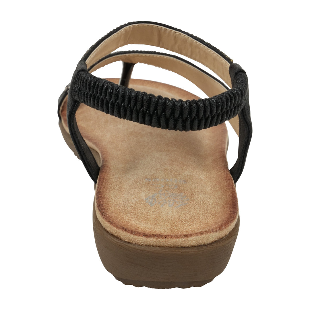 Women's Reille Black Jeweled Slingback Flat Sandals