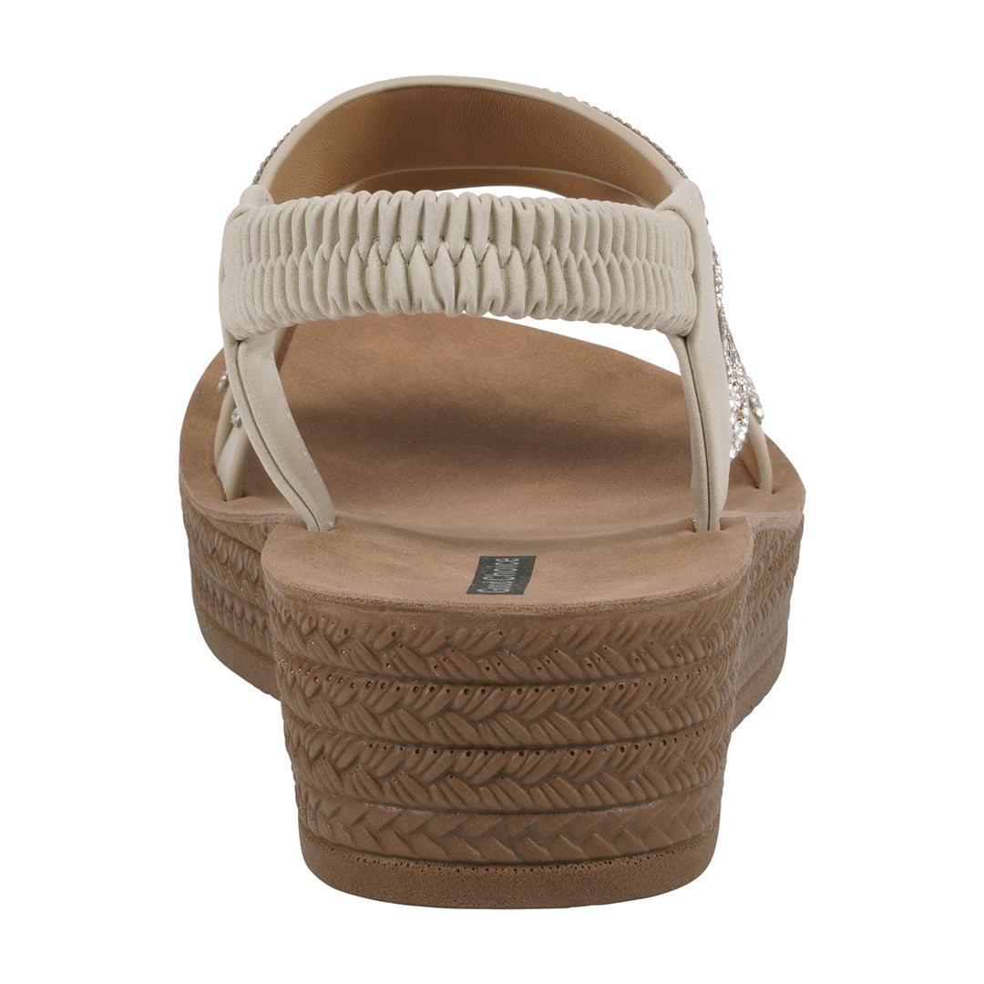 Women's Ruby Bronze Embellished Cross Strap Wedge Sandals