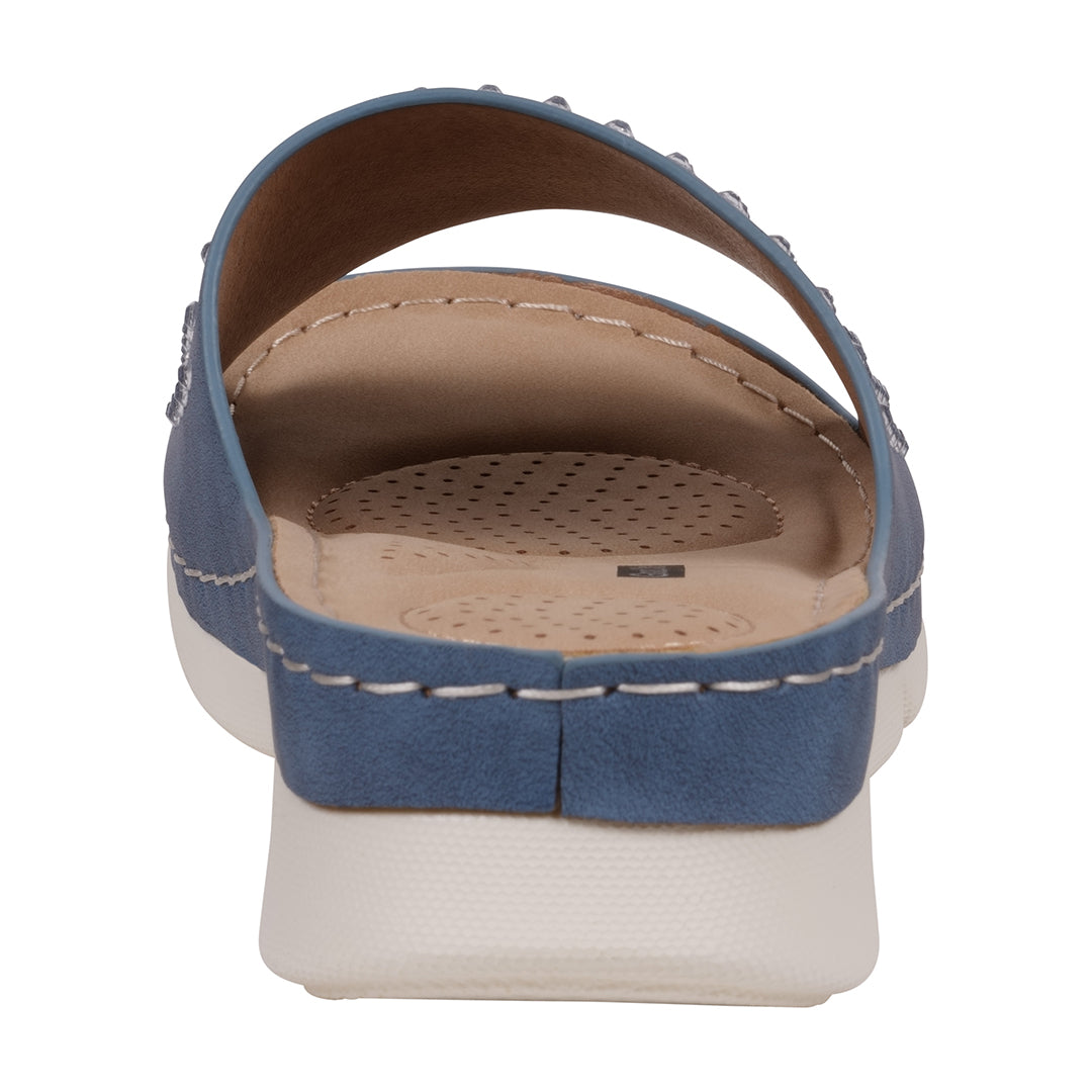 Women's Julie Blue Embellished Flat Comfort Sandals
