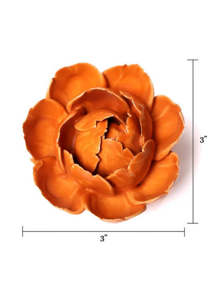 Ceramic Small Orange Peony Flower