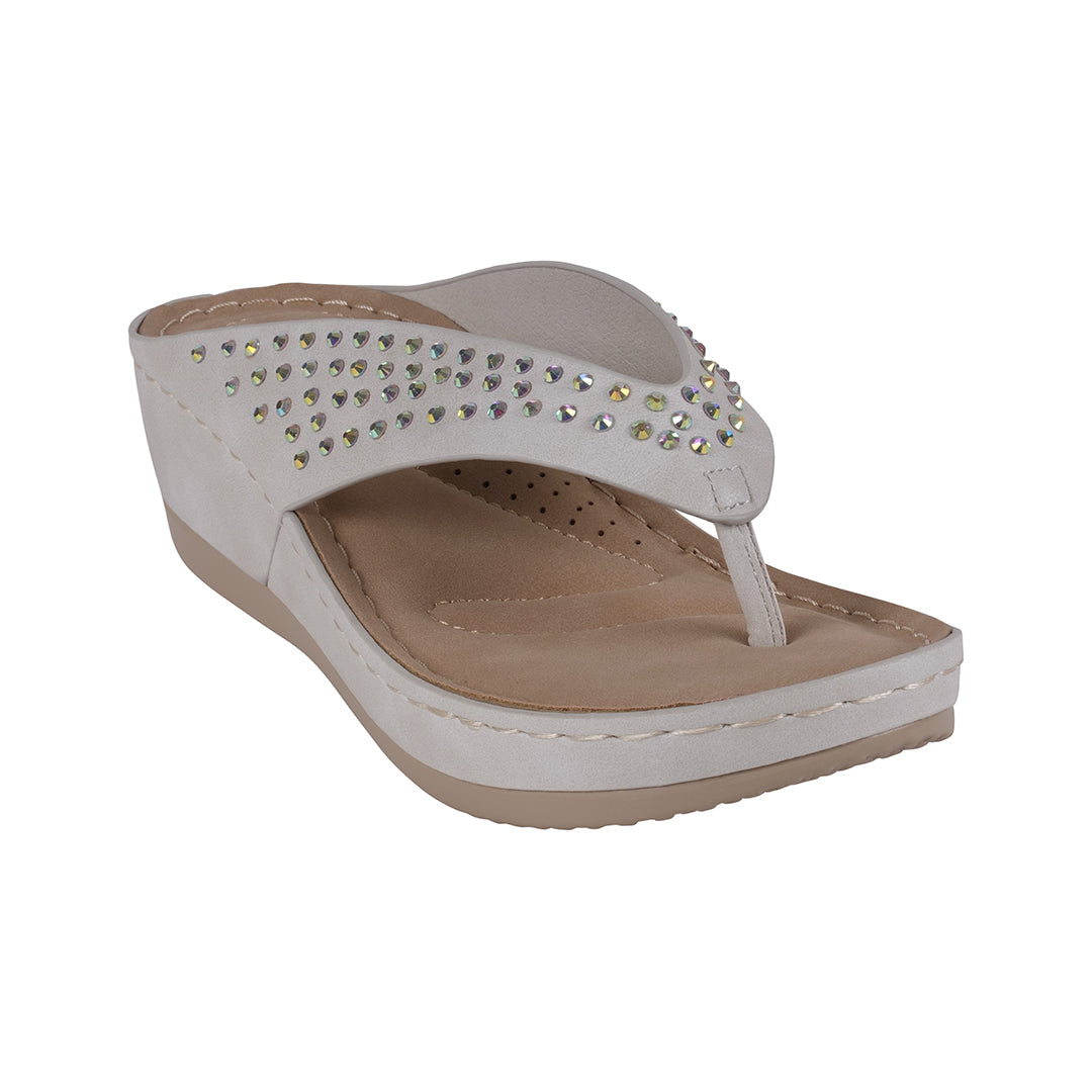 Tiana White Embellished Comfort Wedge Sandals