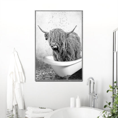 Highland Cattle Bath Canvas Wall Art