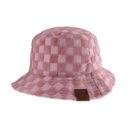 Checkered Pattern Terry Cloth C.C Bucket Hat