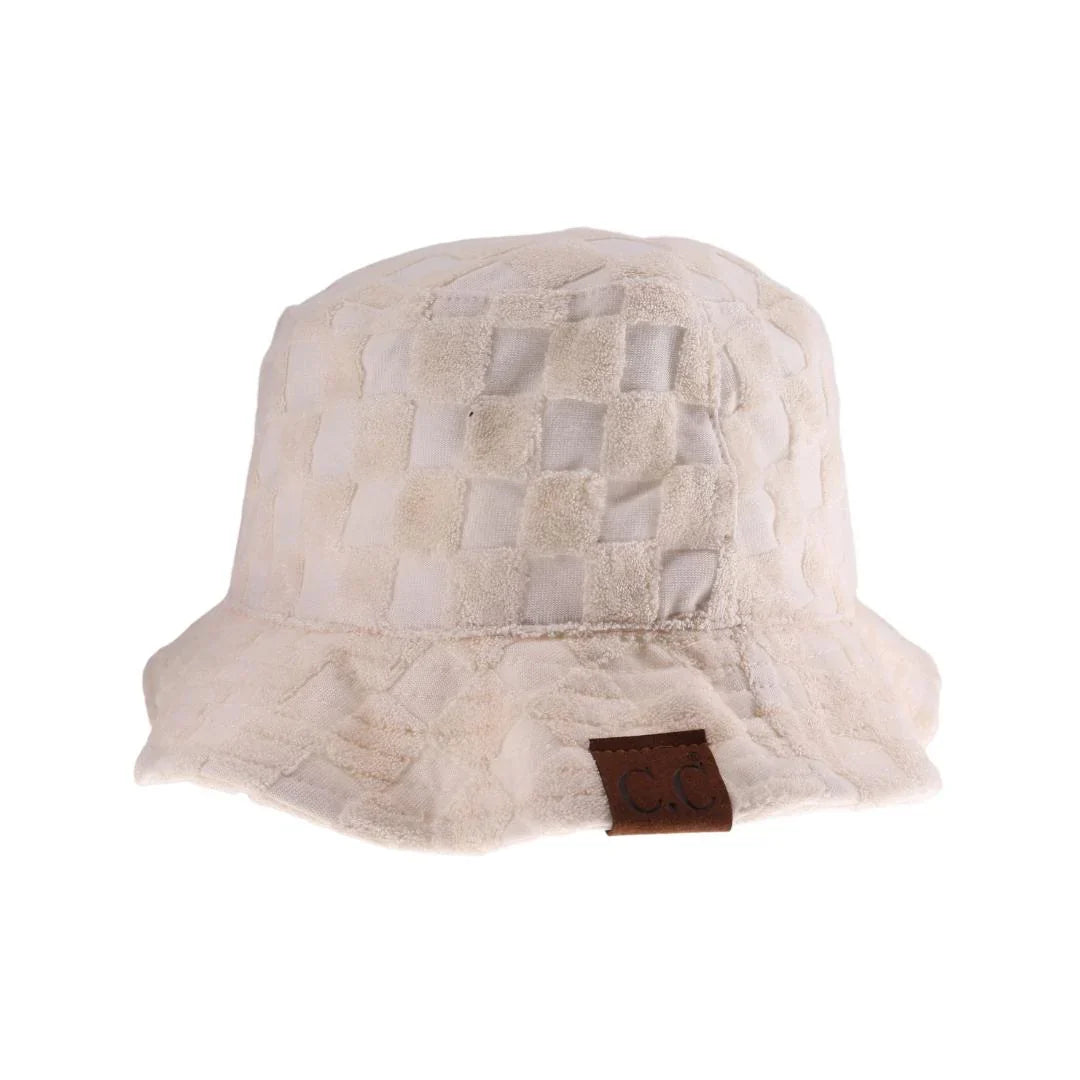 Checkered Pattern Terry Cloth C.C Bucket Hat
