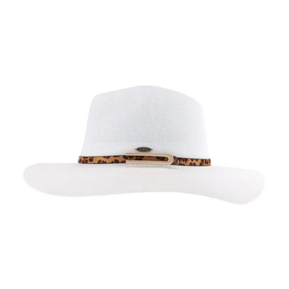 Knit Leopard Buckle Band C.C Panama Hat