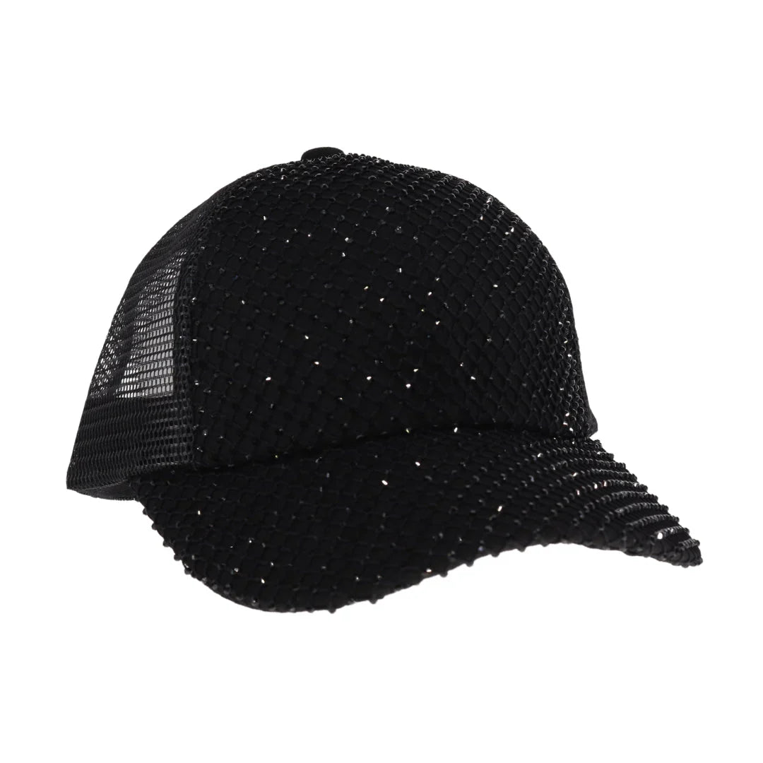 Rhinestone Adorned C.C Ball Cap - Black
