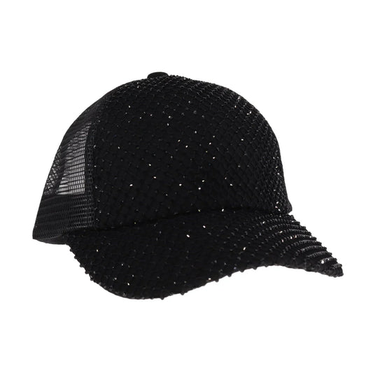Rhinestone Adorned C.C Ball Cap - Black