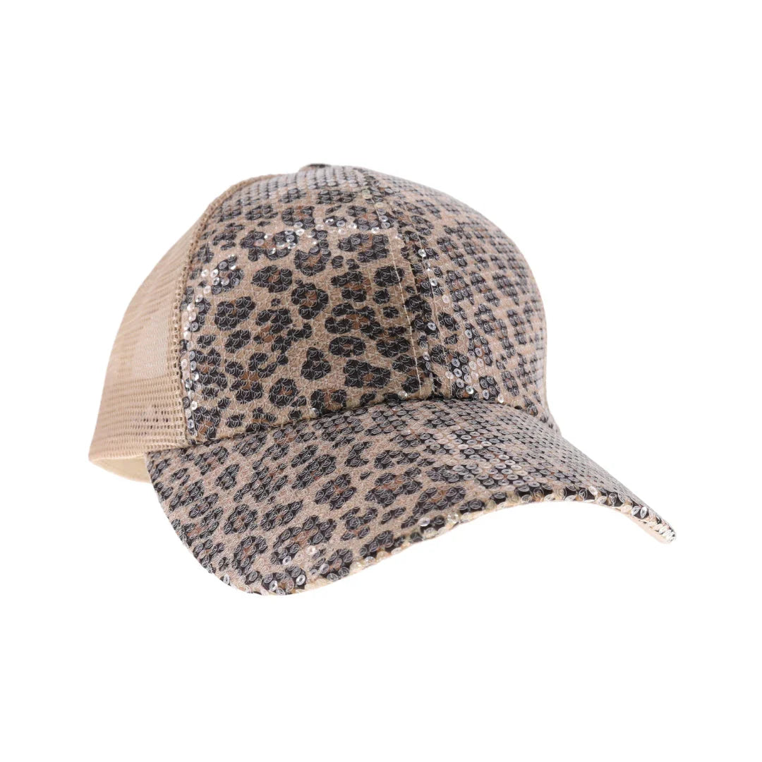 Clear Sequin Leopard C.C Ball Cap