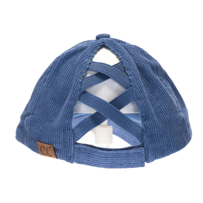 Corduroy Criss Cross High Pony C.C Ball Cap