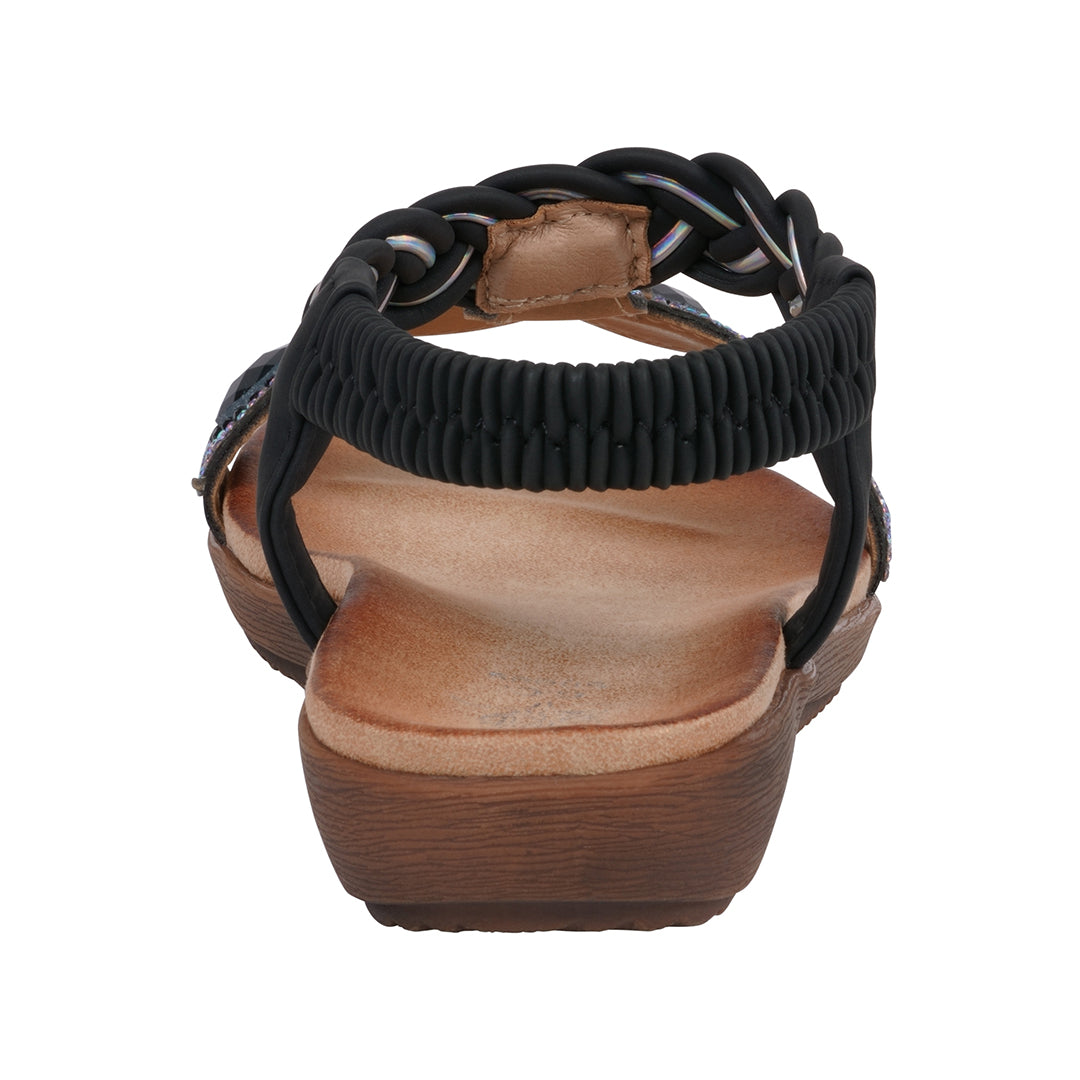 Women's Victoria Black Jeweled Flat Sandals