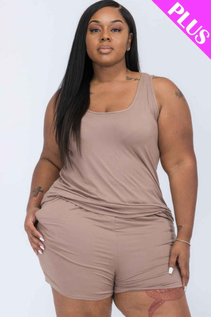 Plus Comfy Tank Top & Shorts Set