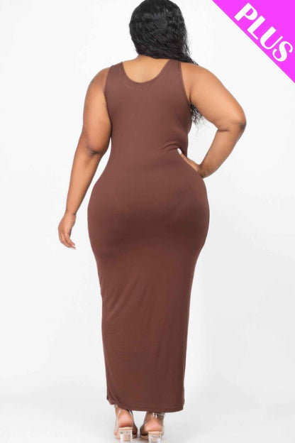 Plus Size Solid Basic Maxi Dress