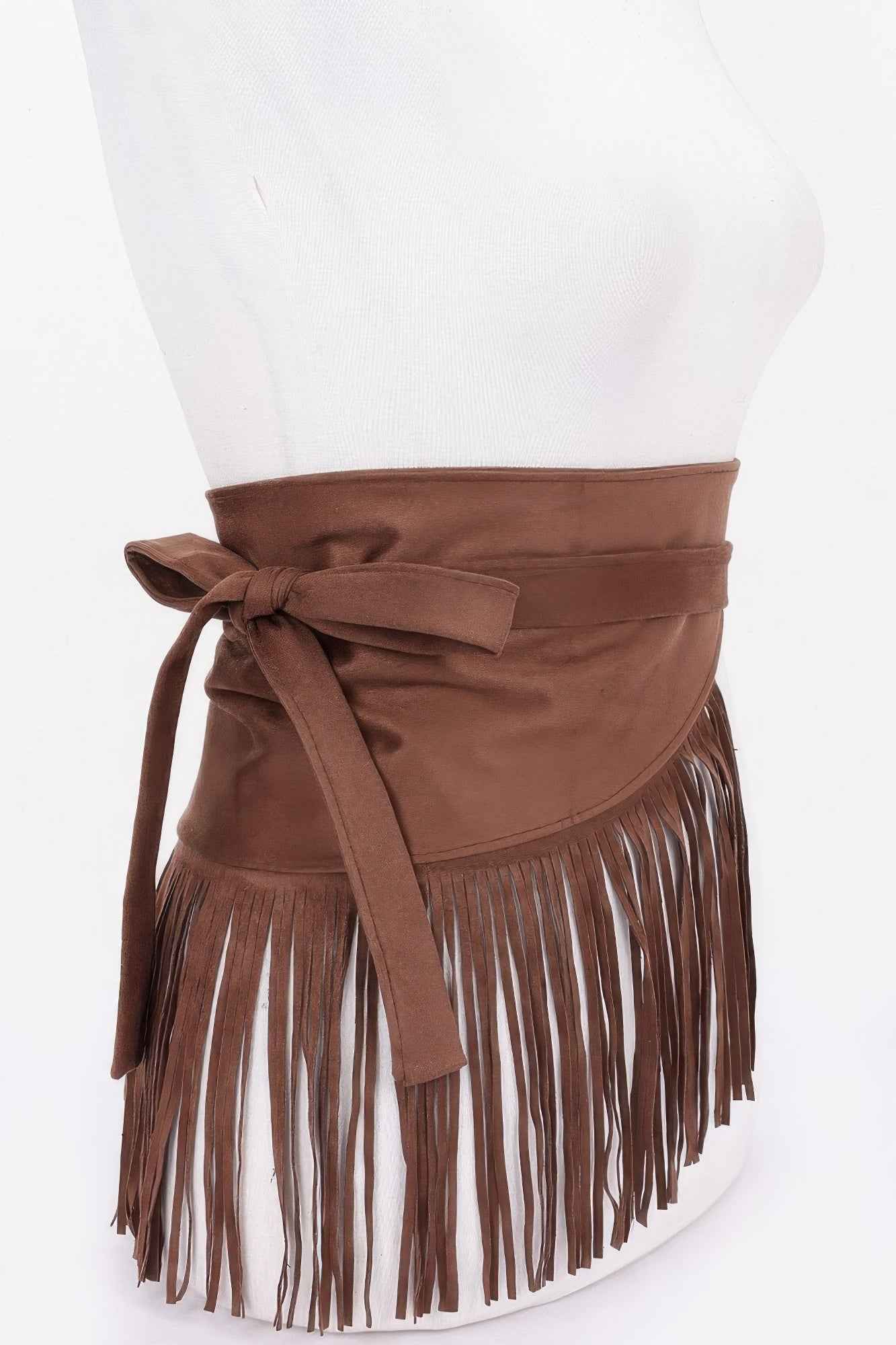 Faux Suede Fringe Belt