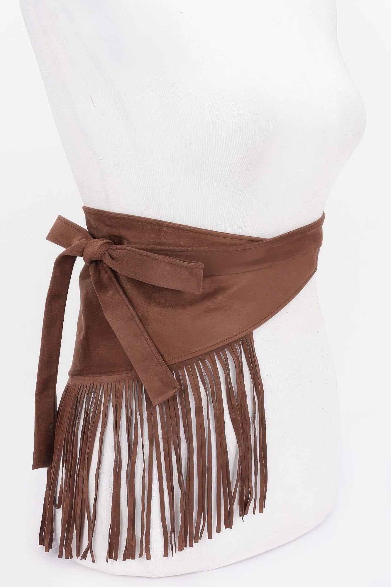 Faux Suede Fringe Belt
