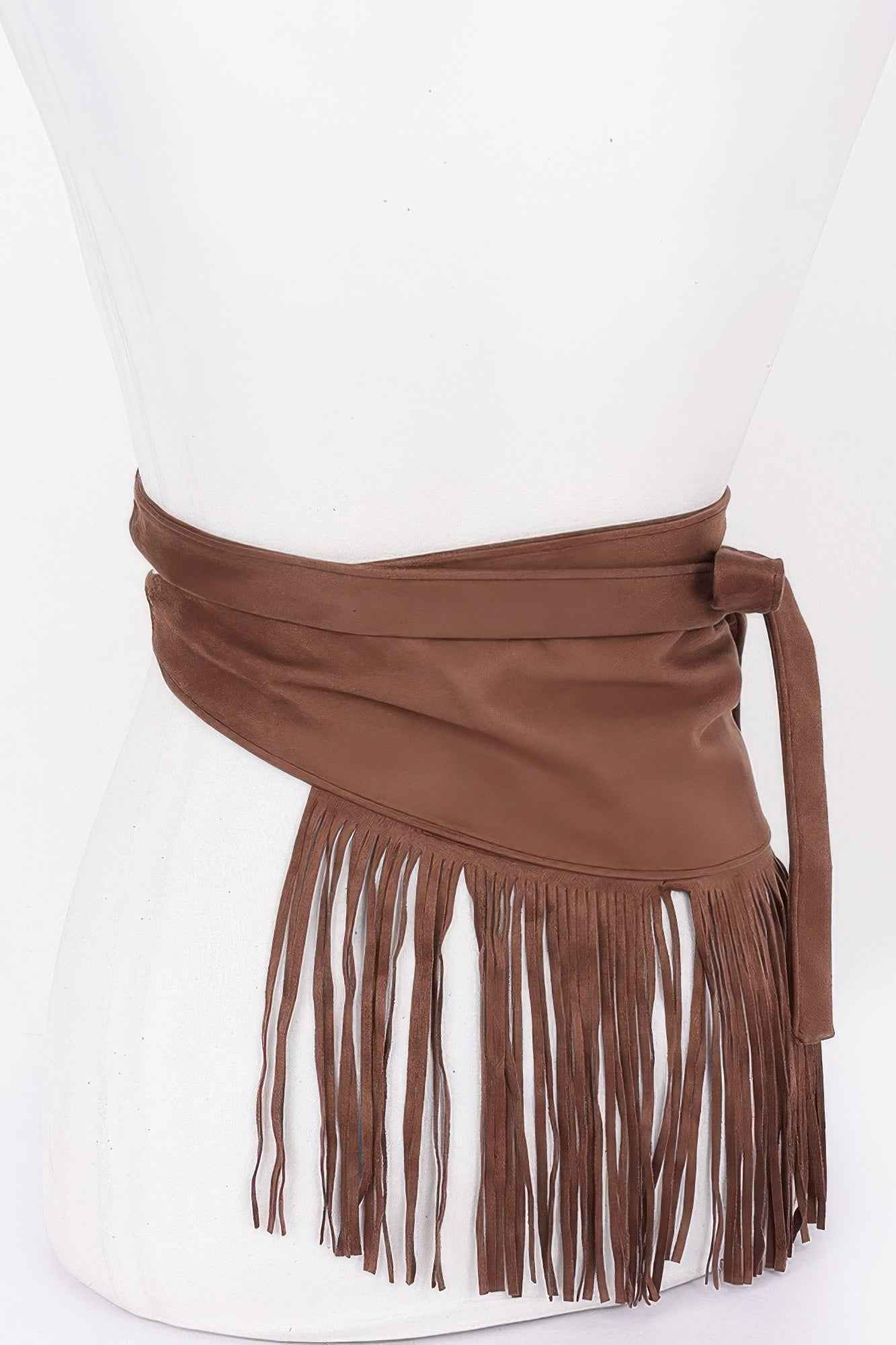 Faux Suede Fringe Belt