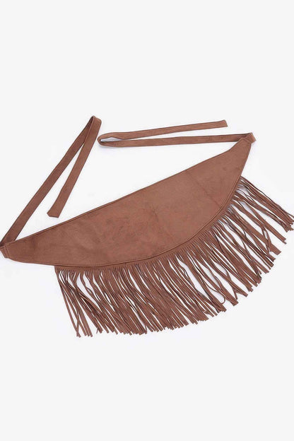 Faux Suede Fringe Belt