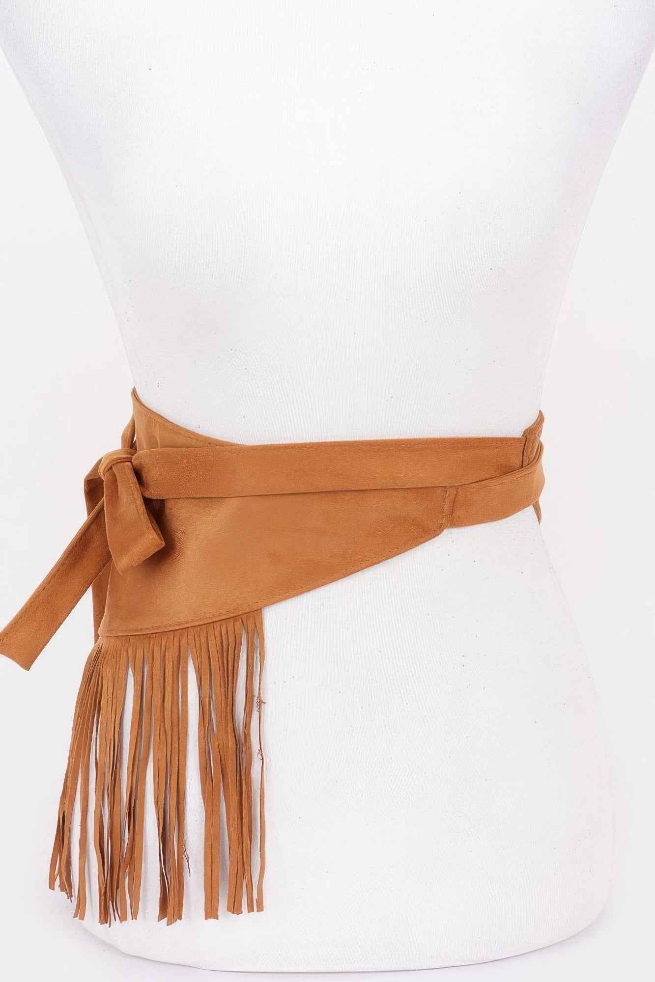 Faux Suede Fringe Belt