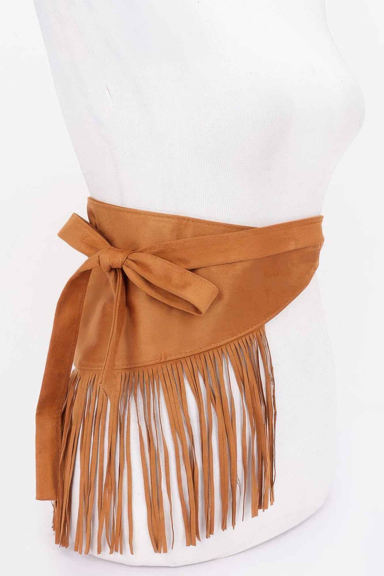 Faux Suede Fringe Belt