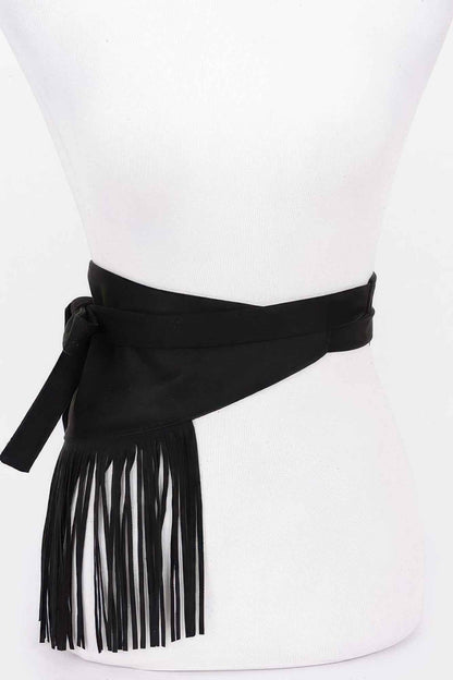 Faux Suede Fringe Belt