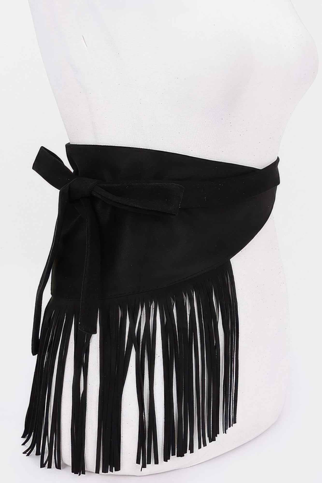 Faux Suede Fringe Belt