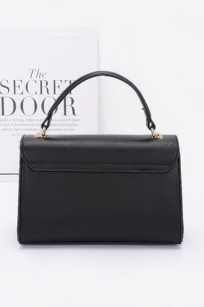 Faux Leather Two Tone Flap Bag - It's a Girly Place