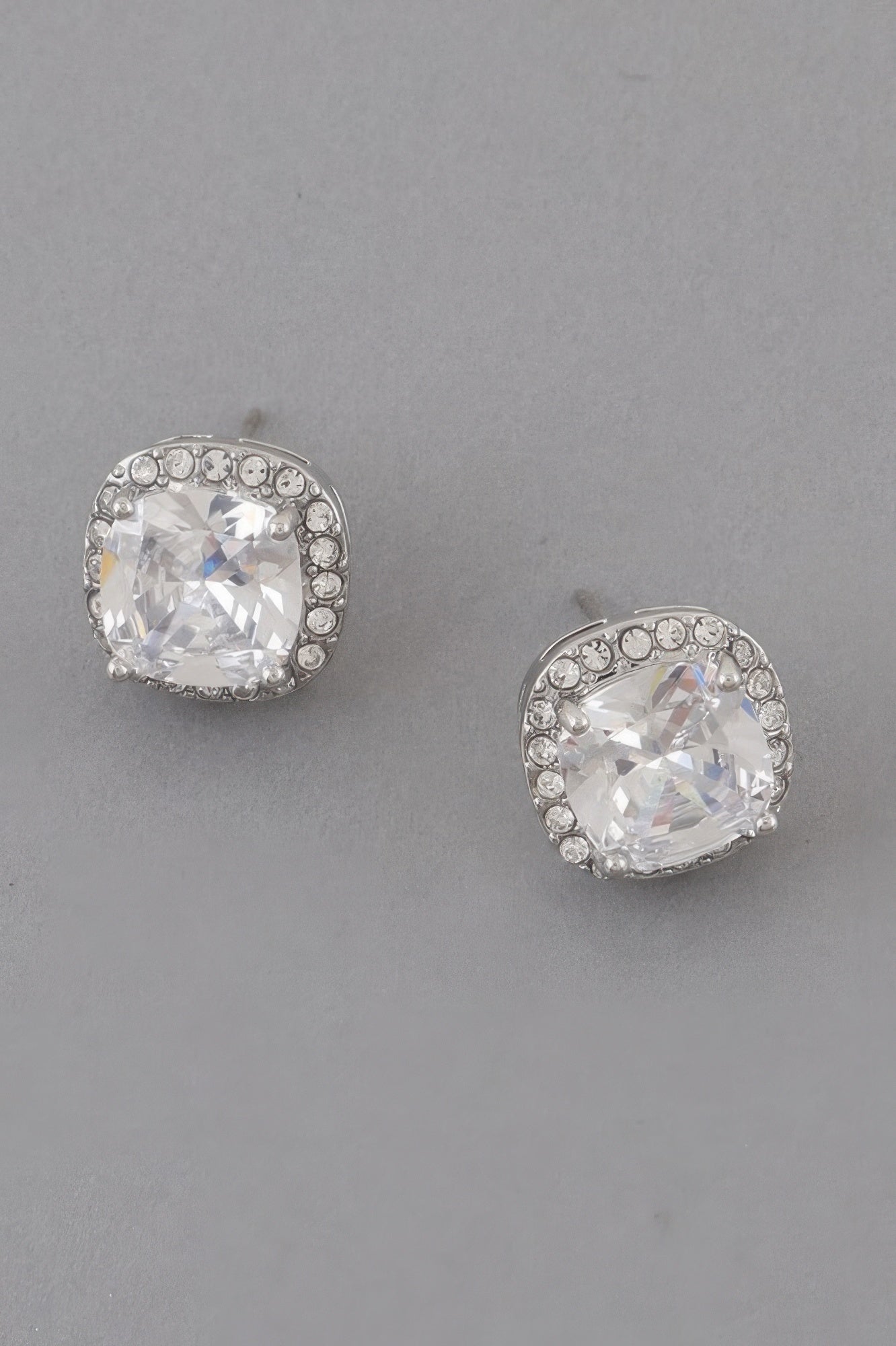 Rounded Square Rhinestone Earrings - It's a Girly Place